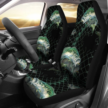 Largemouth Bass In The Net Fishing Car Seat Covers 182417 - YourCarButBetter