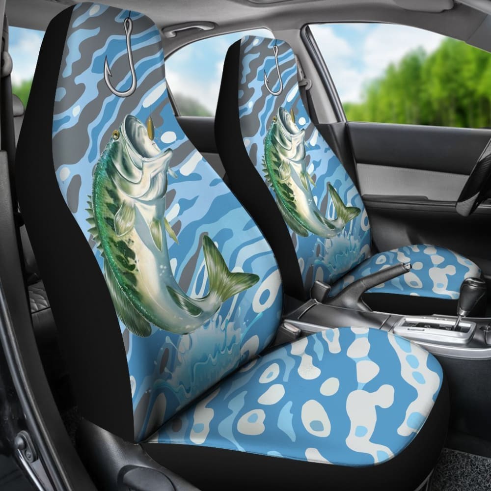 Largemouth Bass On The Water Fishing Car Seat Covers 182417 - YourCarButBetter