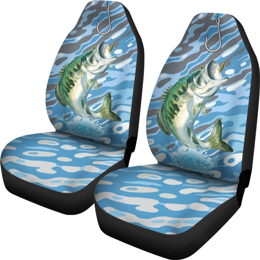 Largemouth Bass On The Water Fishing Car Seat Covers 182417 - YourCarButBetter
