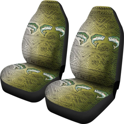 Largemouth Bass Skin Color Boho Pattern Fishing Car Seat Covers 182417 - YourCarButBetter