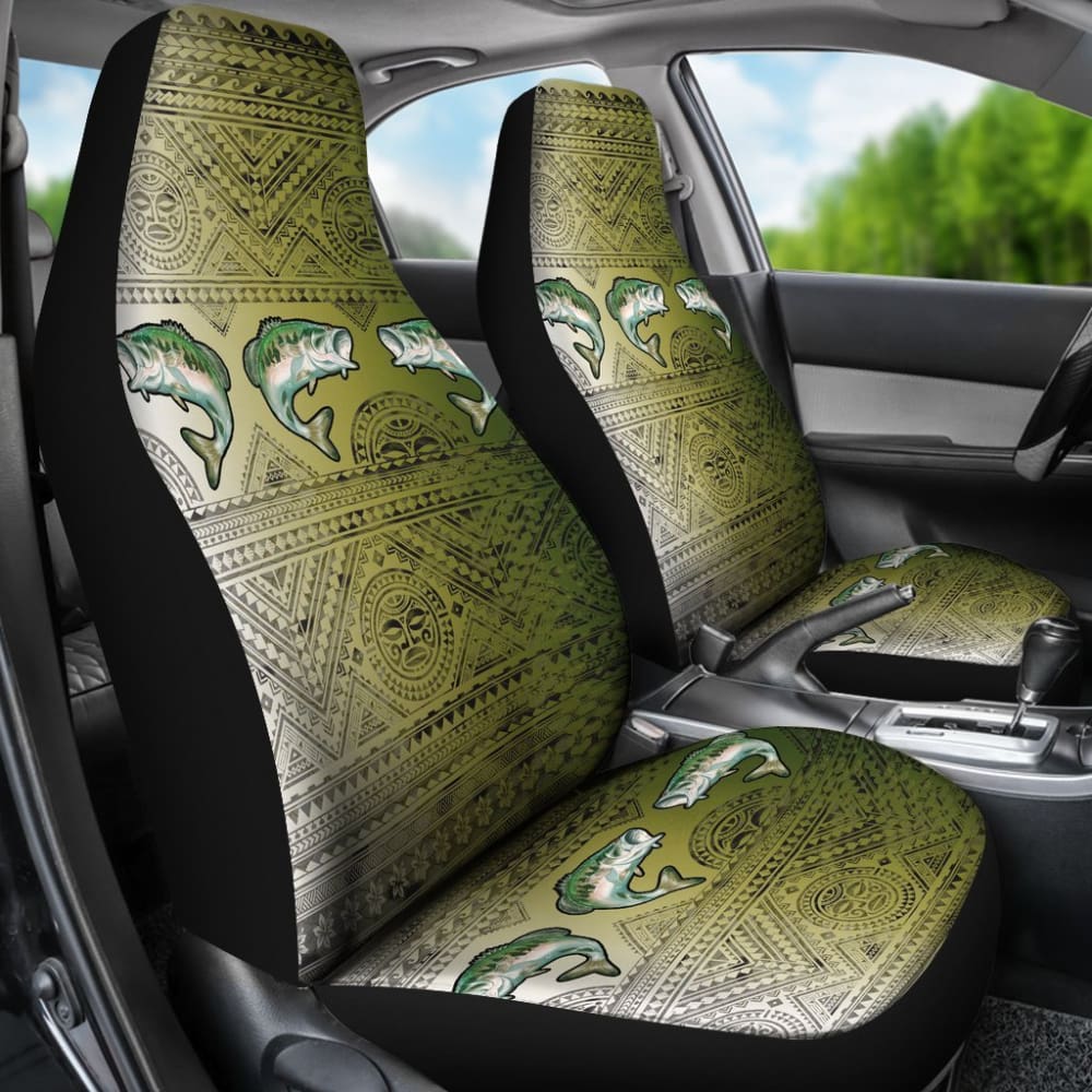 Largemouth Bass Skin Color Boho Pattern Fishing Car Seat Covers 182417 - YourCarButBetter