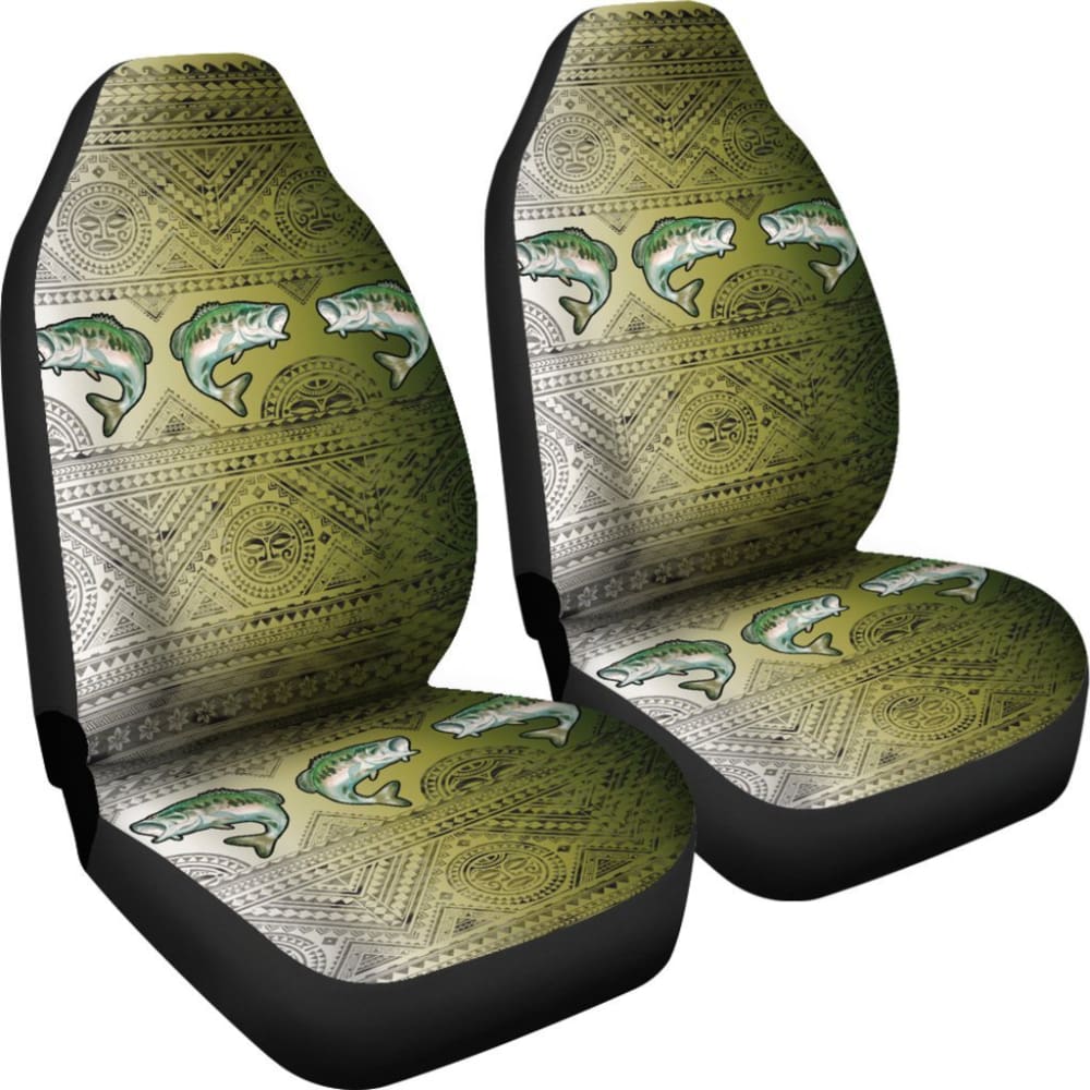 Largemouth Bass Skin Color Boho Pattern Fishing Car Seat Covers 182417 - YourCarButBetter