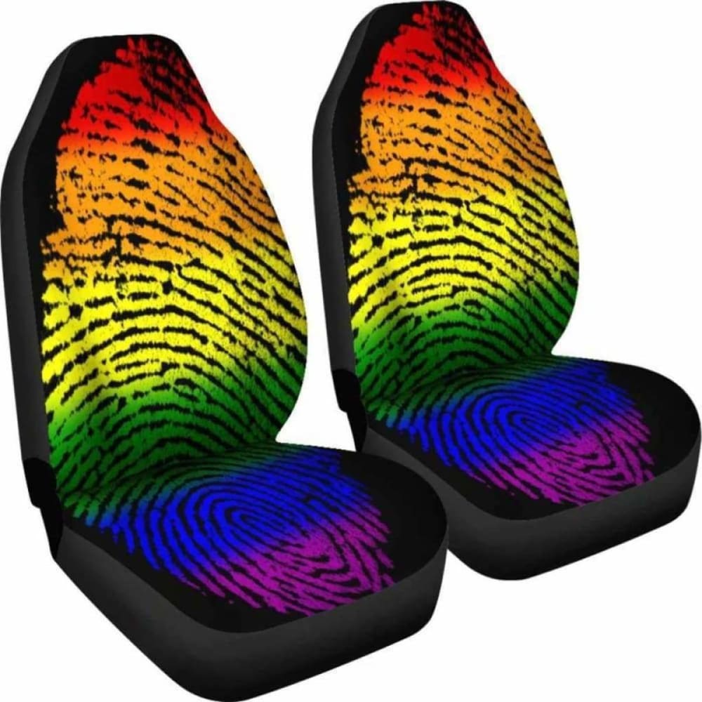 LGBT Fingerprint Pride Car Seat Covers 110424 - YourCarButBetter