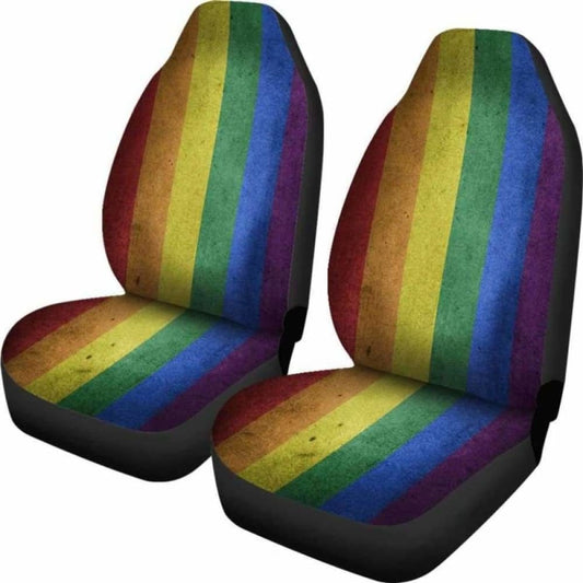 LGBT Pride Lovers Distressed Flag Car Seat Covers 110424 - YourCarButBetter