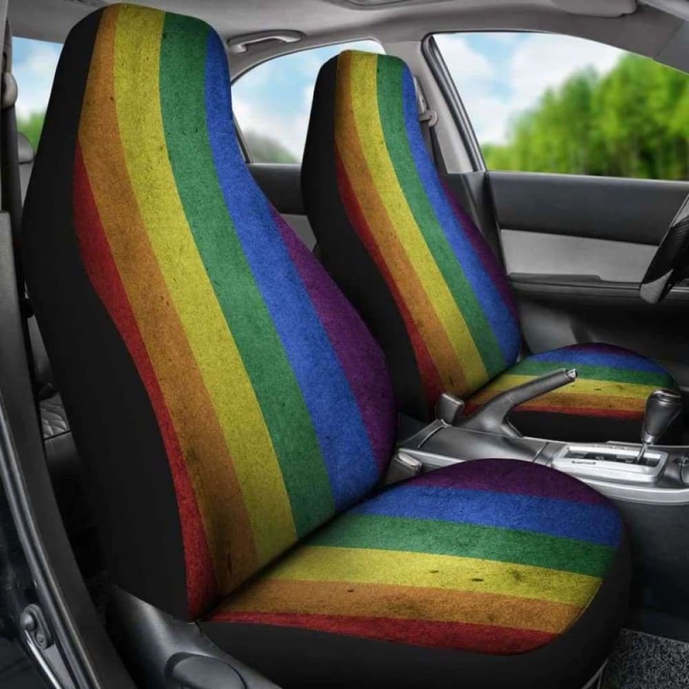 LGBT Pride Lovers Distressed Flag Car Seat Covers 110424 - YourCarButBetter