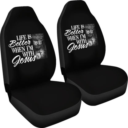 Life Is Better When I’m With Jesus Christian Car Seat Covers 211507 - YourCarButBetter