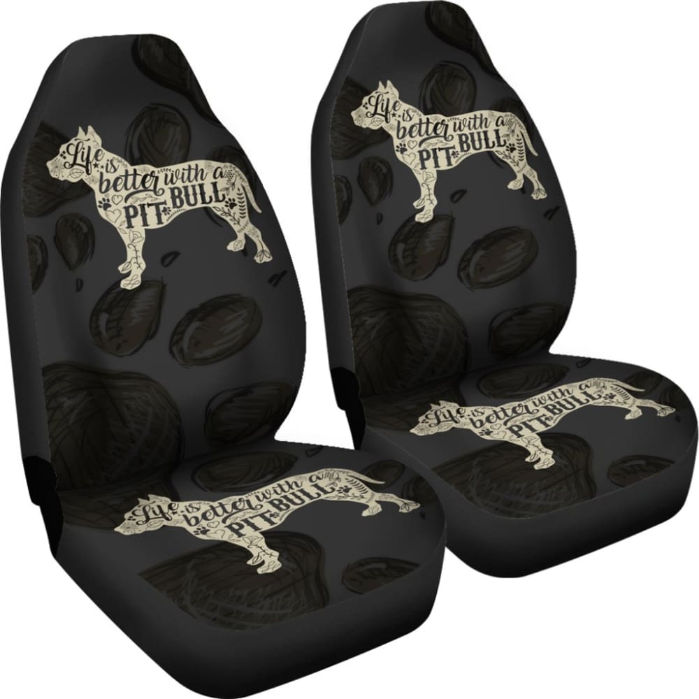 Life Is Better With A Pit Bull Car Seat Covers 174510 - YourCarButBetter