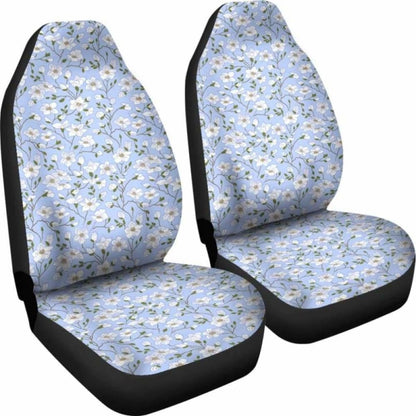 Light Blue With White Flower Pattern Car Seat Covers 153908 - YourCarButBetter