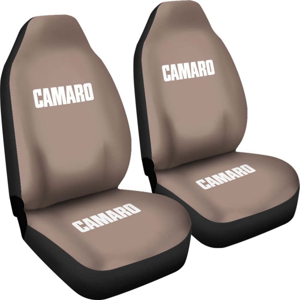 Light Gray Camaro White Letter Car Seat Covers 211004 - YourCarButBetter