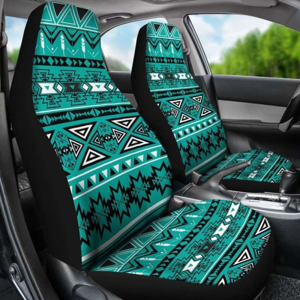 Light Green Teal Boho Aztec Car Seat Covers 110424 - YourCarButBetter