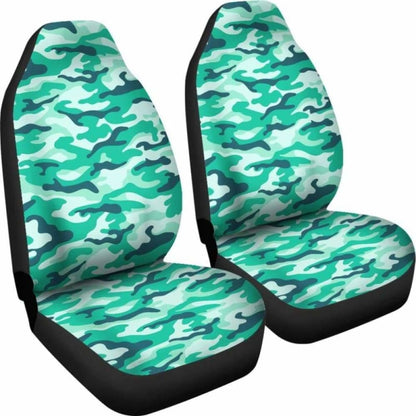 Light Green Teal Camouflage Car Seat Covers 112608