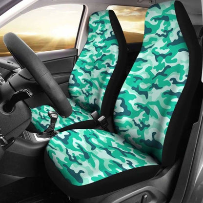Light Green Teal Camouflage Car Seat Covers 112608
