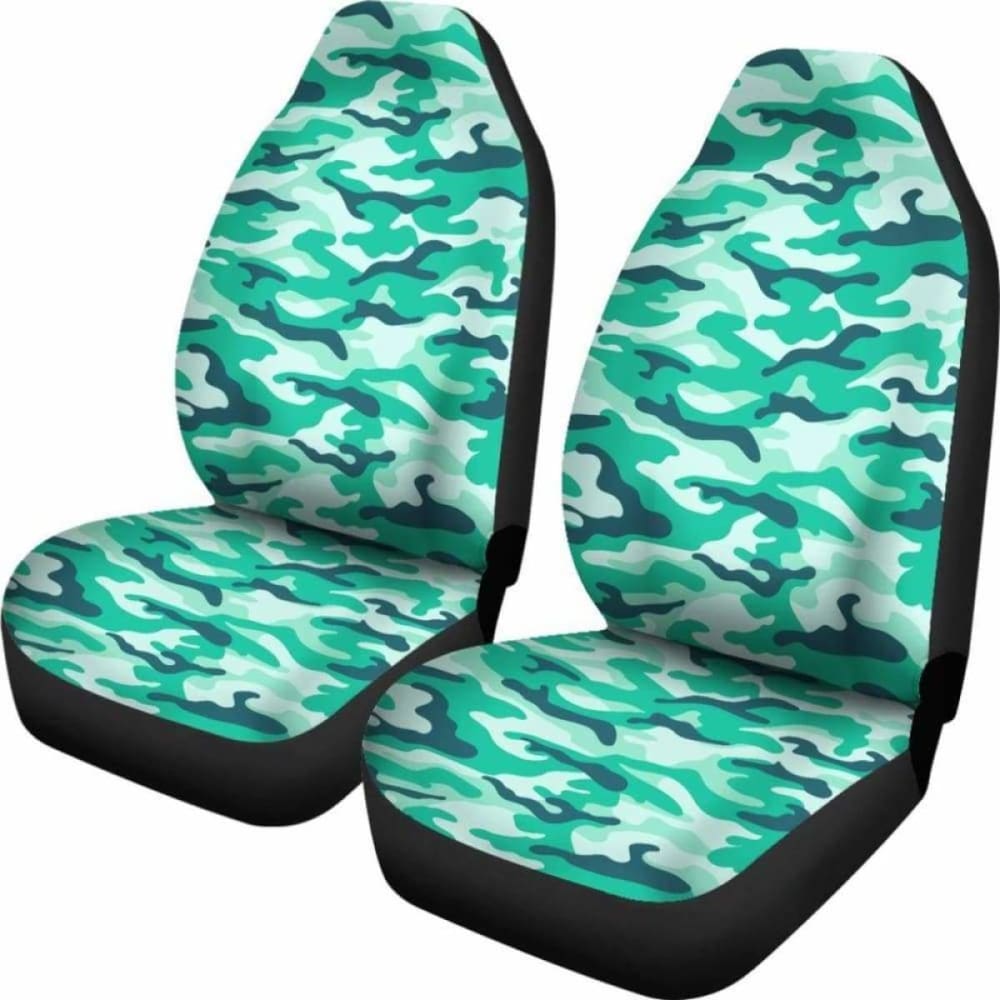 Light Green Teal Camouflage Car Seat Covers 112608