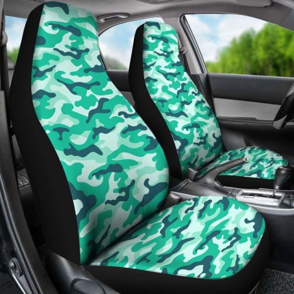Light Green Teal Camouflage Car Seat Covers 112608