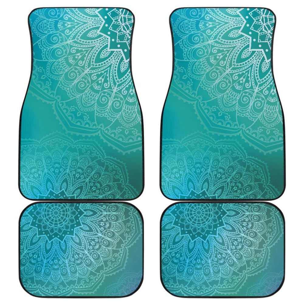 Light Green Teal Mandalas Car Floor Mats 093223 - YourCarButBetter
