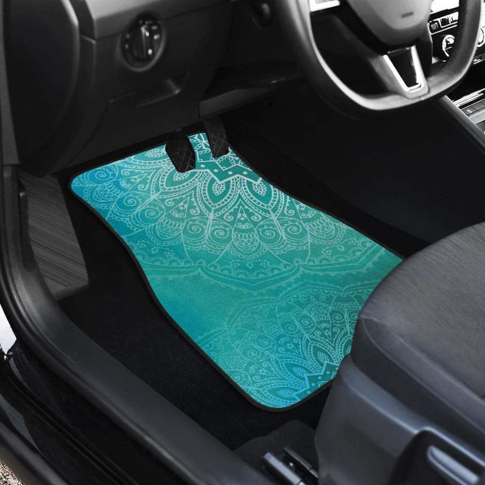 Light Green Teal Mandalas Car Floor Mats 093223 - YourCarButBetter