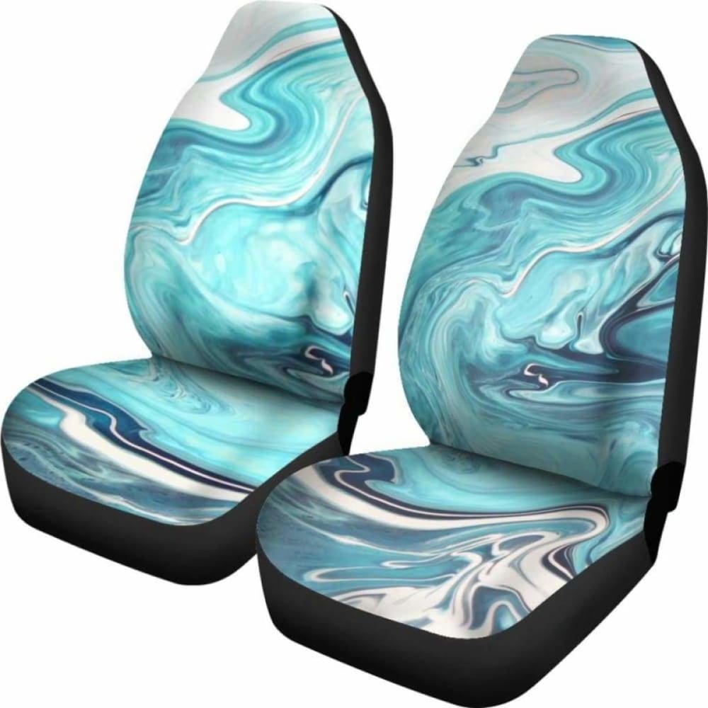 Light Green Teal Marble Car Seat Covers 110424 - YourCarButBetter