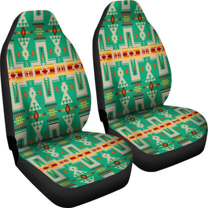 Light Green Tribe Design Native American Car Seat Covers 093223 - YourCarButBetter