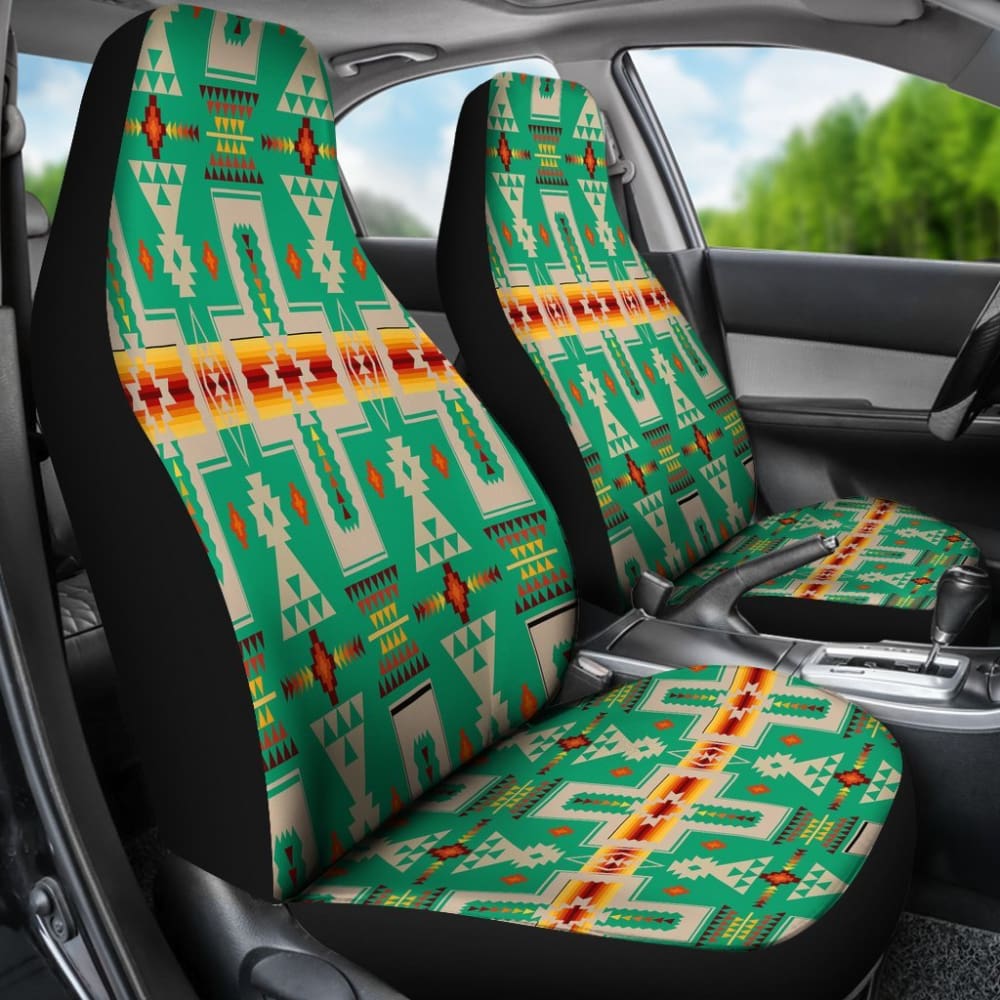 Light Green Tribe Design Native American Car Seat Covers 093223 - YourCarButBetter