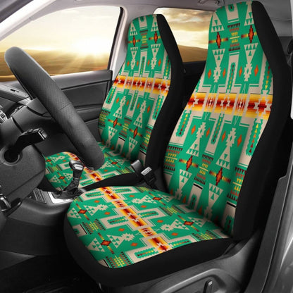 Light Green Tribe Design Native American Car Seat Covers 093223 - YourCarButBetter