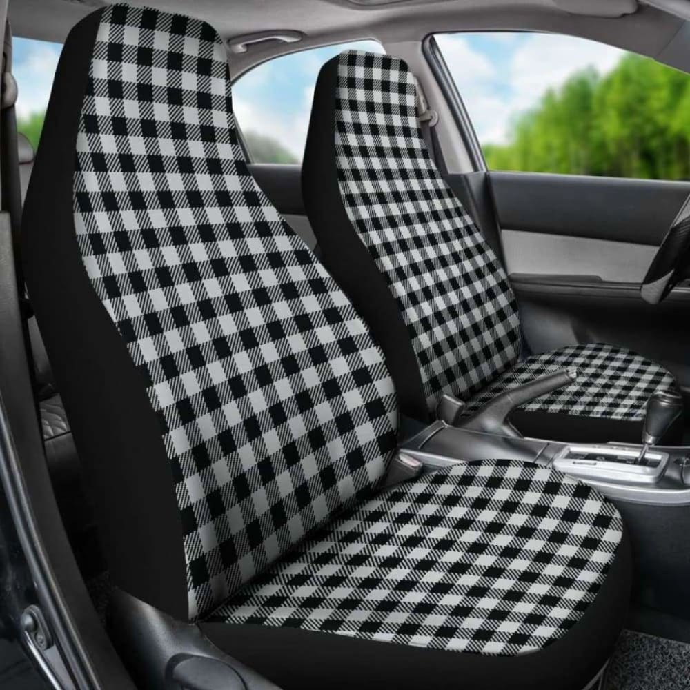 Light Grey Buffalo Plaid Car Seat Covers 105905 - YourCarButBetter