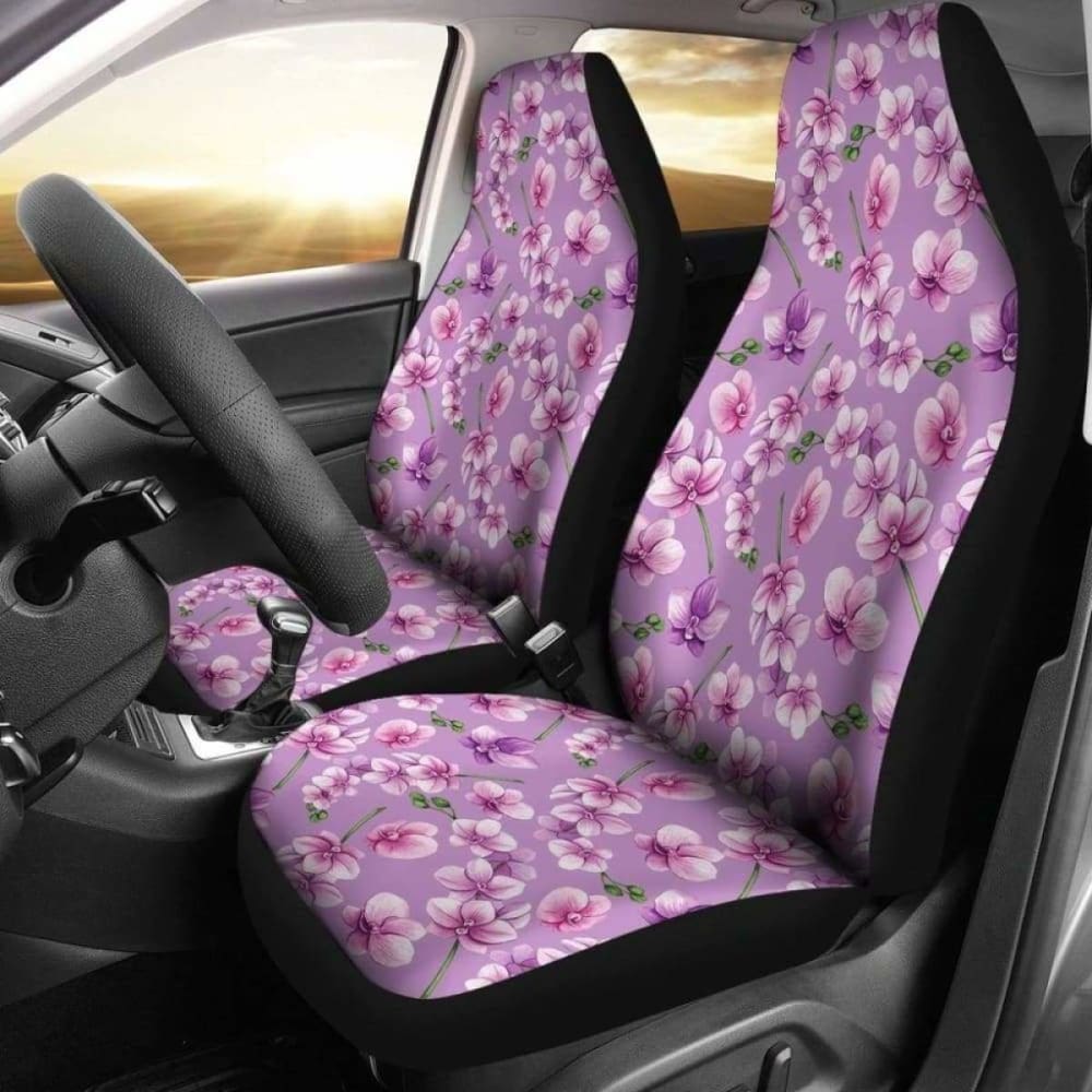 Light Purple And Pink Orchid Flower Pattern Car Seat Covers 174914 - YourCarButBetter