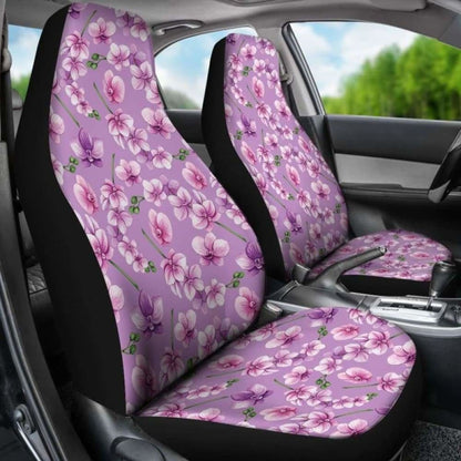 Light Purple And Pink Orchid Flower Pattern Car Seat Covers 174914 - YourCarButBetter