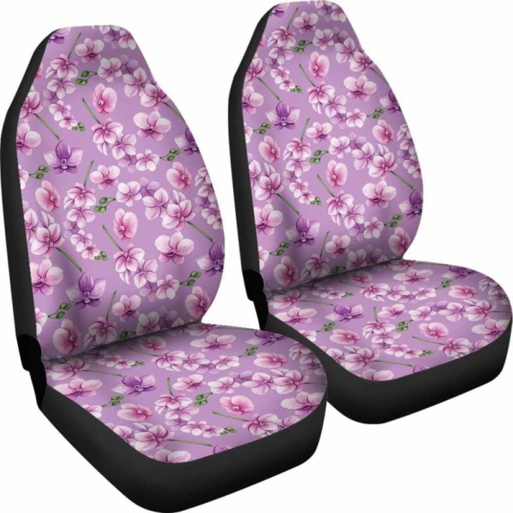 Light Purple And Pink Orchid Flower Pattern Car Seat Covers 174914 - YourCarButBetter