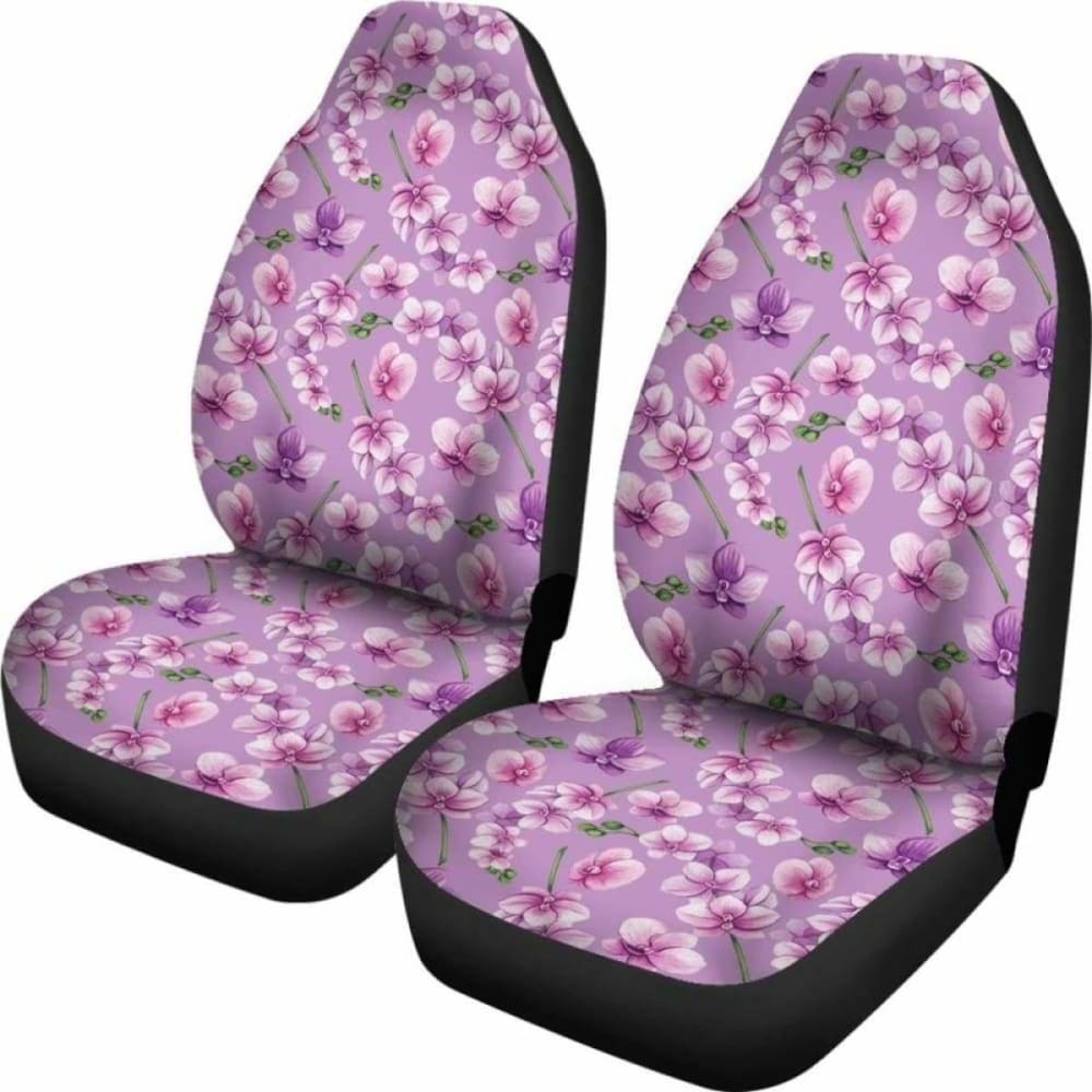 Light Purple And Pink Orchid Flower Pattern Car Seat Covers 174914 - YourCarButBetter