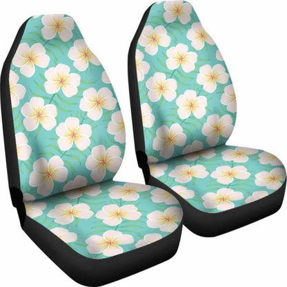 Light Teal Plumeria Frangipani Hawaiian Island Flowers Floral Pattern Car Seat Covers Tropical 153908 - YourCarButBetter