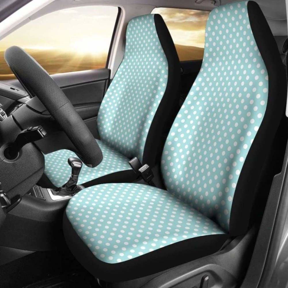 Light Turquoise And White Polka Dot Car Seat Covers 143731