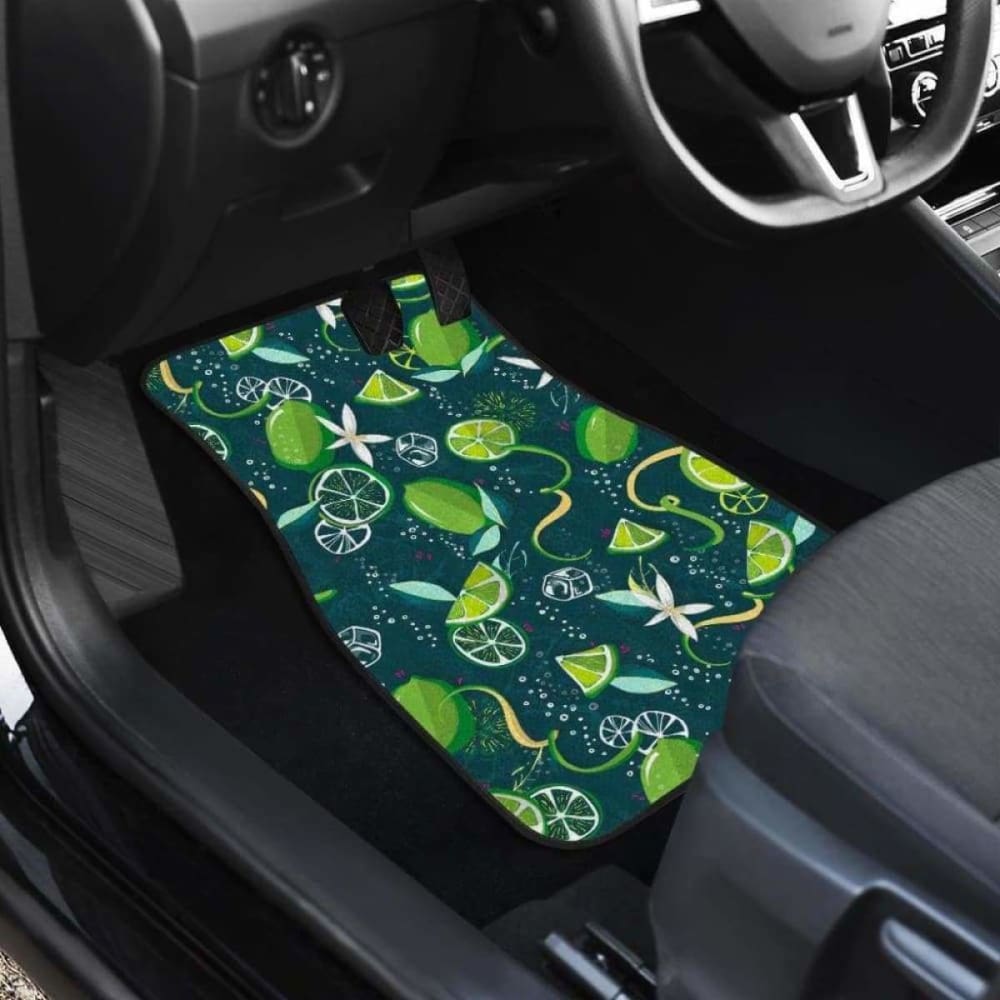 Lime Ice Flower Pattern Front And Back Car Mats 194013 - YourCarButBetter