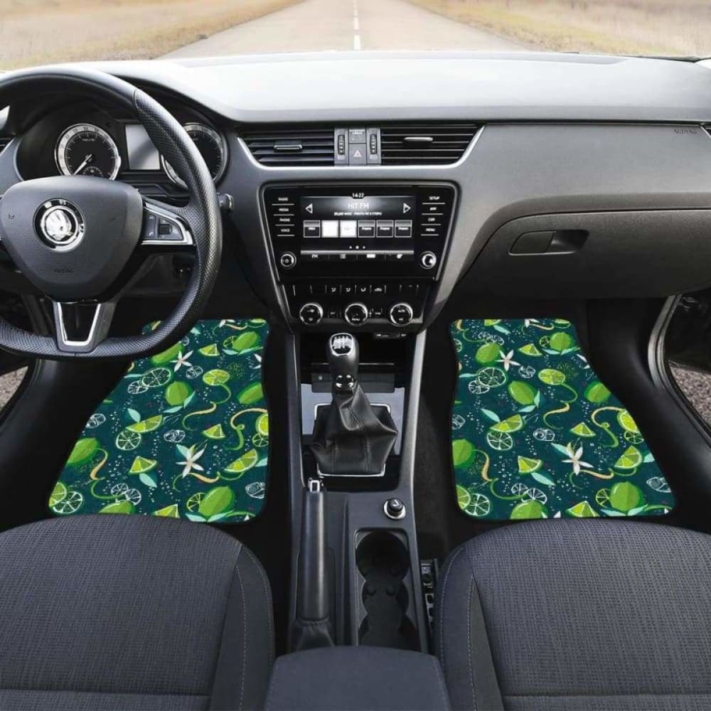 Lime Ice Flower Pattern Front And Back Car Mats 194013 - YourCarButBetter