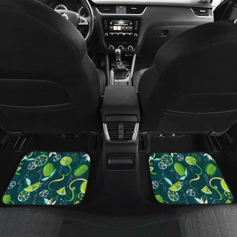 Lime Ice Flower Pattern Front And Back Car Mats 194013 - YourCarButBetter
