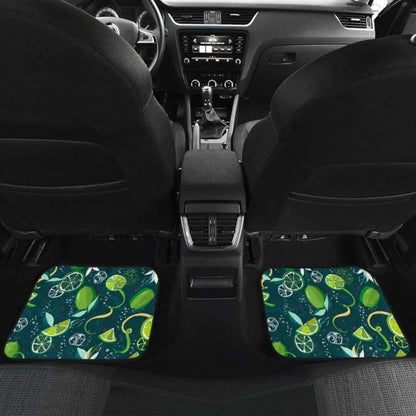 Lime Ice Flower Pattern Front And Back Car Mats 194013 - YourCarButBetter