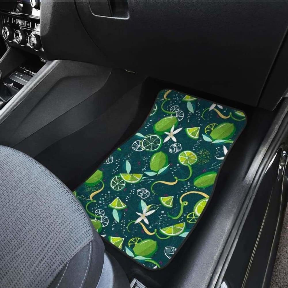 Lime Ice Flower Pattern Front And Back Car Mats 194013 - YourCarButBetter