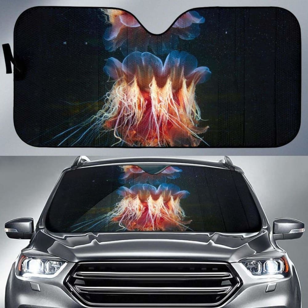 Lions Mane Jellyfish Underwater Car Sun Shade 172609 - YourCarButBetter