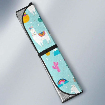 Llama Alpaca Cactus Leaves Pattern Car Auto Sun Shades 085424 - YourCarButBetter