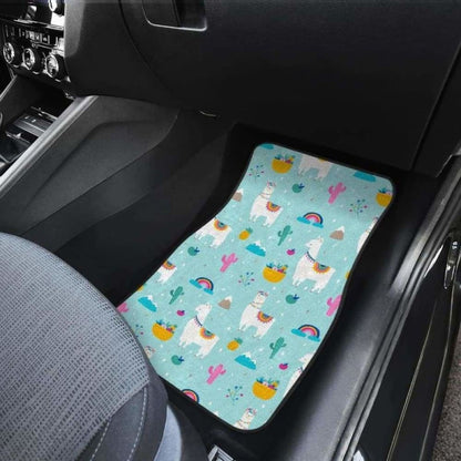 Llama Alpaca Cactus Leaves Pattern Front And Back Car Mats 102802 - YourCarButBetter