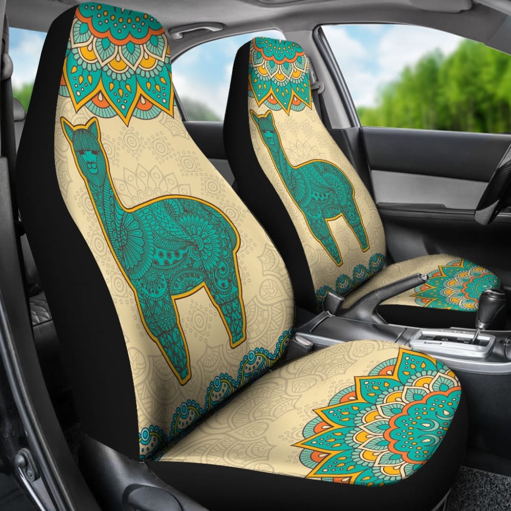 Llama Car Seat Covers Boho Floral Style Pattern 212403 - YourCarButBetter