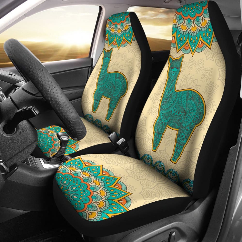 Llama Car Seat Covers Boho Floral Style Pattern 212403 - YourCarButBetter