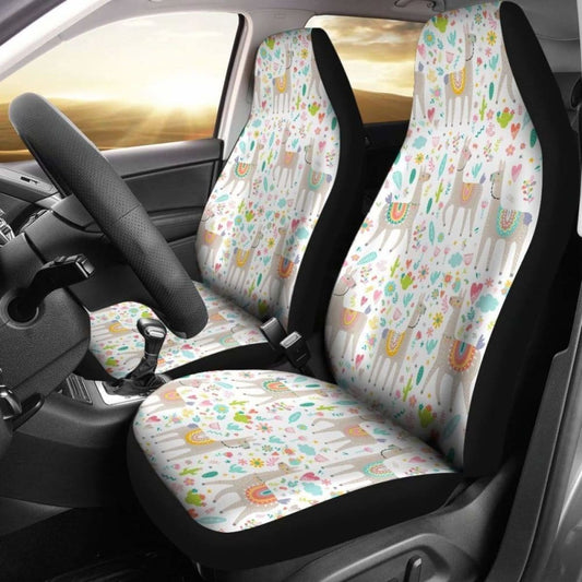 Llama & Flowers Pattern Llama Car Seat Covers 103406 - YourCarButBetter