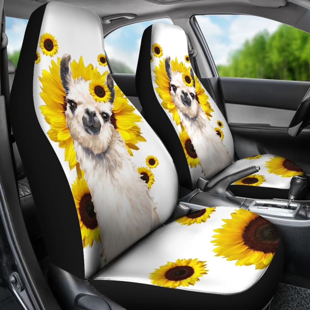 Llama Sunflower Custom Car Accessories Car Seat Covers 212403 - YourCarButBetter