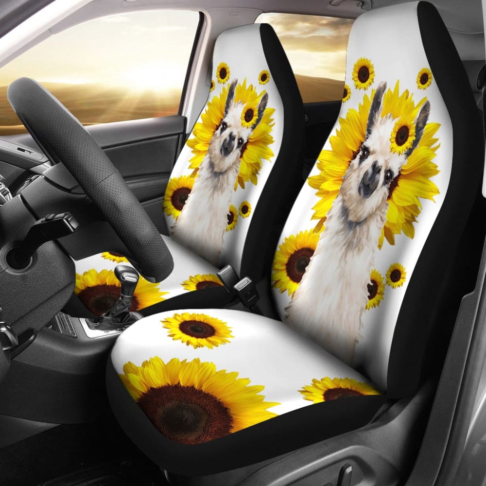 Llama Sunflower Custom Car Accessories Car Seat Covers 212403 - YourCarButBetter