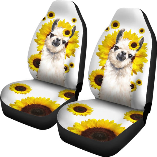 Llama Sunflower Custom Car Accessories Car Seat Covers 212403 - YourCarButBetter