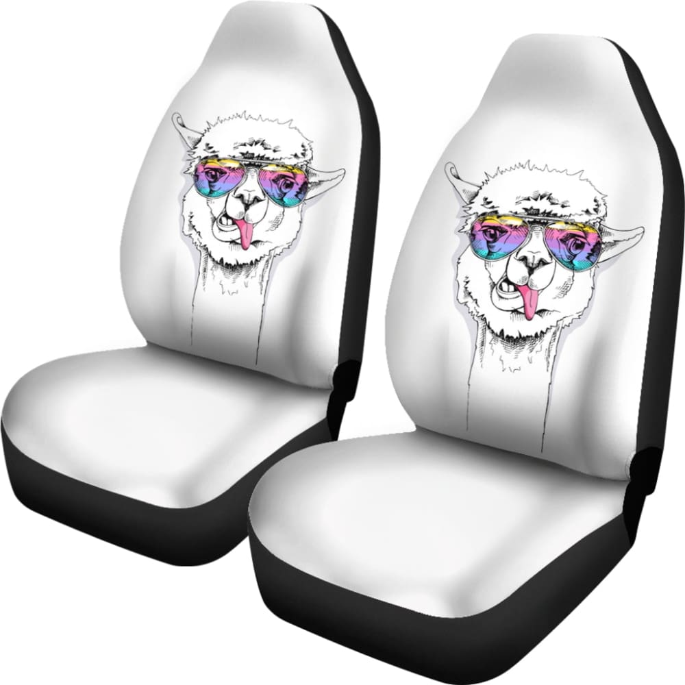 Llama With Glasses Printed Car Seat Covers 212403 - YourCarButBetter