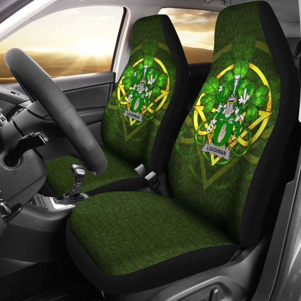 Loughnan Or O’Loughnan Ireland Car Seat Cover Celtic Shamrock (Set Of Two) 154230 - YourCarButBetter