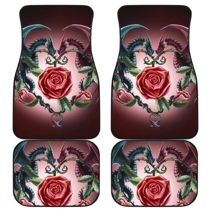 Love Couple Dragons In Love And Rose Car Floor Mats 212901 - YourCarButBetter