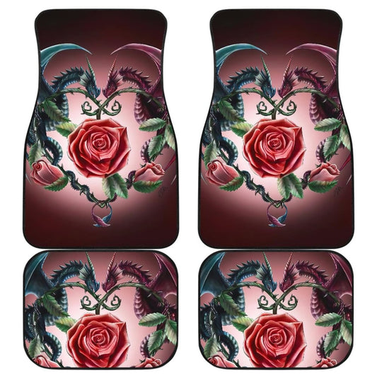 Love Couple Dragons In Love And Rose Car Floor Mats 212901 - YourCarButBetter