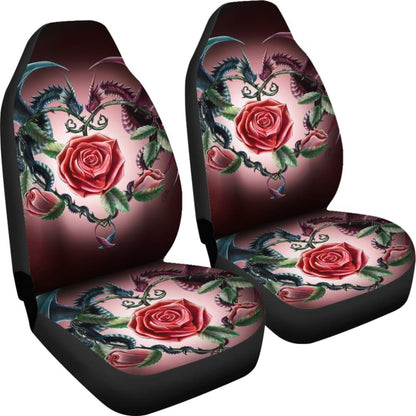 Love Couple Dragons In Love And Rose Car Seat Covers 212901 - YourCarButBetter